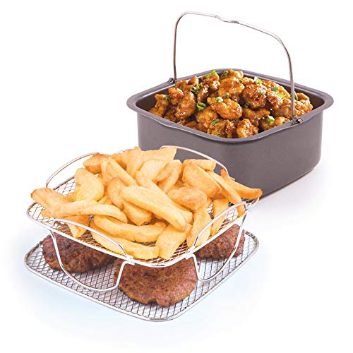 Nuwave Brio Air Fryer 2pc Cooking Accessory Kit: Reversible Rack & Baking Pan