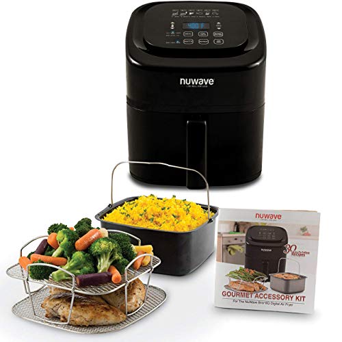 Nuwave Brio 6-Quart Digital Air Fryer with Gourmet Kit, Black