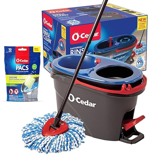 O-Cedar EasyWring RinseClean Microfiber Spin Mop & Bucket Floor Cleaning System with Citrus Pac (Variety Pack)
