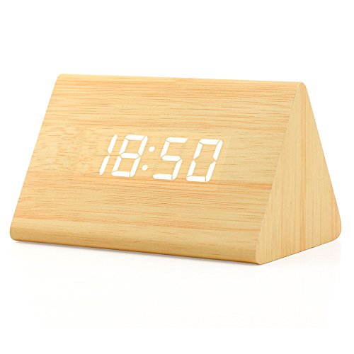 OCT17 Wooden Wood Clock - Adjustable Brightness, LED Display, Modern Design