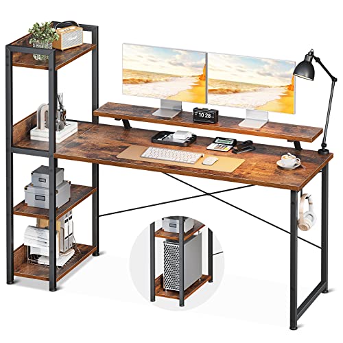 ODK Gaming Desk with Storage Shelves and Monitor Stand