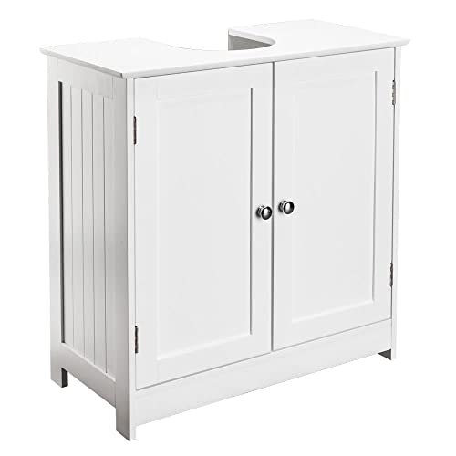  kleankin Pedestal Sink Storage Cabinet, Under Sink Cabinet,  Bathroom Vanity Cabinet with U-Shape and Adjustable Internal Shelf, White :  Tools & Home Improvement