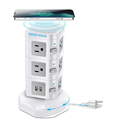 BESTEK Wireless Charger Desktop Power Strip with 8 Outlets and 3 USB Ports