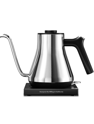 Bsigo Gooseneck Electric Kettle with Thermometer, 100% Stainless Steel Black