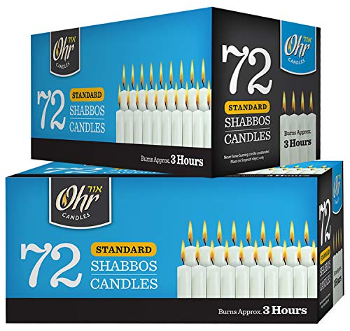 Ohr Shabbat Candles - Traditional Shabbos Candles - Long Burn - 144 Count
