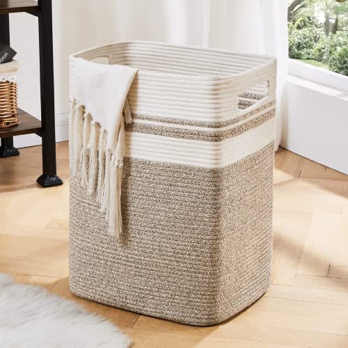 OIAHOMY Yellow Variegated Cotton Laundry Hamper - 16x13x22in