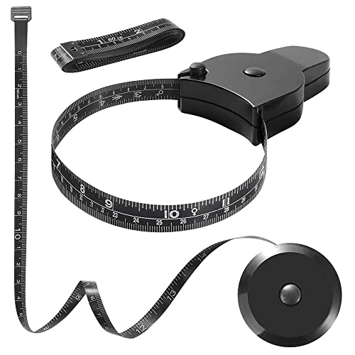 OKELA 60 inch Self-Tightening Retractable Body Measure Tape (Black)