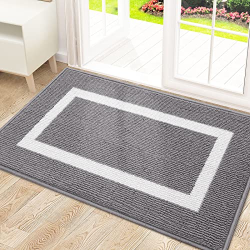 OLANLY Grey Indoor Door Mat, 32x20, Non-Slip Absorbent Low-Profile Entry Mat