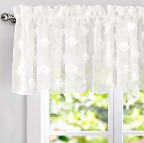 Olivia White Voile Chiffon Sheer Window Curtain Valance