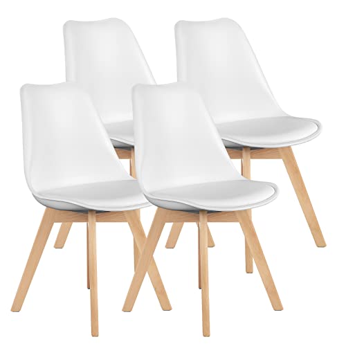 OLIXIS Mid-Century Modern Dining Chairs Set of 4 in White