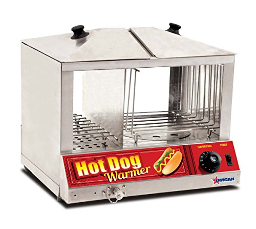 Omcan 40305 100 Hotdog Steamer Machine & 48 Bun Warmer Commercial Hot Dog Cooker