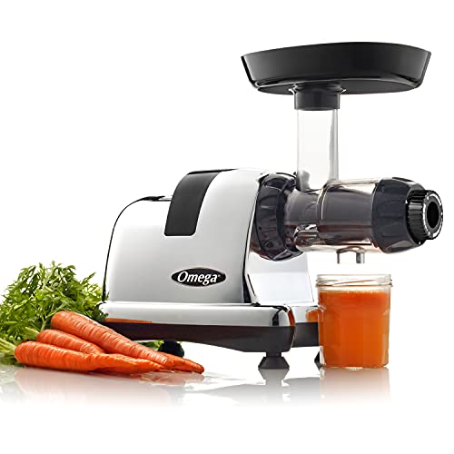 Omega J8006HDC Cold Press Juicer Machine, Vegetable and Fruit Juice Extractor and Nutrition System, Triple-Stage Slow Masticating Juicer, 200 W, Chrome