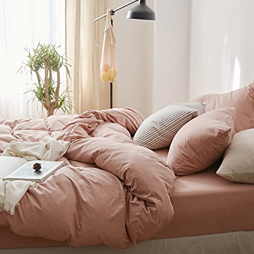 Omelas Pink Duvet Cover Queen Size Bedding Set