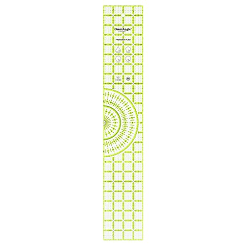 Omnigrid Omnigrip Ruler Protractor - Non-Slip Neon Ruler for Quilting, Sewing, and Crafts