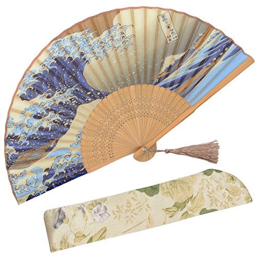 OMyTea® Kanagawa Sea Waves Folding Hand Held Fan