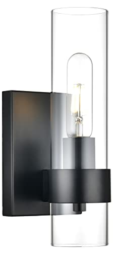 Black Glass Shade Wall Sconce - Modern Bathroom Vanity Light