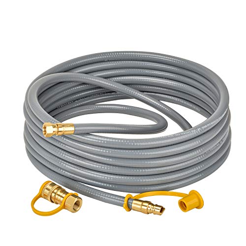 only fire 24 Feet Natural Gas Hose with 3/8" Male Flare Quick Connect/Disconnect for Most Grill, Fire Pit, Patio Heater and More