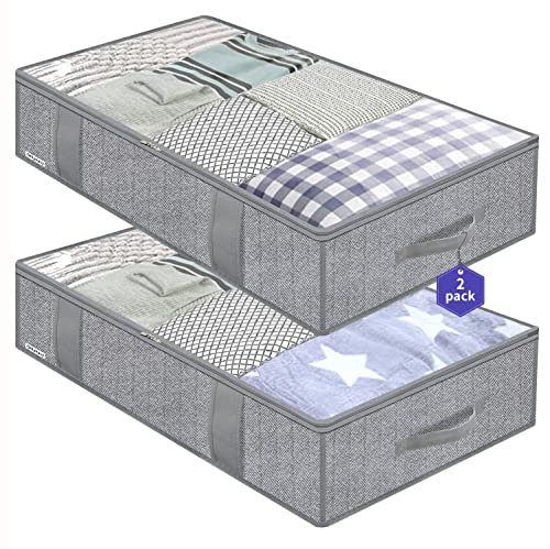 Underbed Storage Bag 3pack 90l Large Under Bed Storage Box With 4 X Large  Zip Lock Bags - Clothes Storage Bag With Pvc Window For Clothes, Duvets,  Com