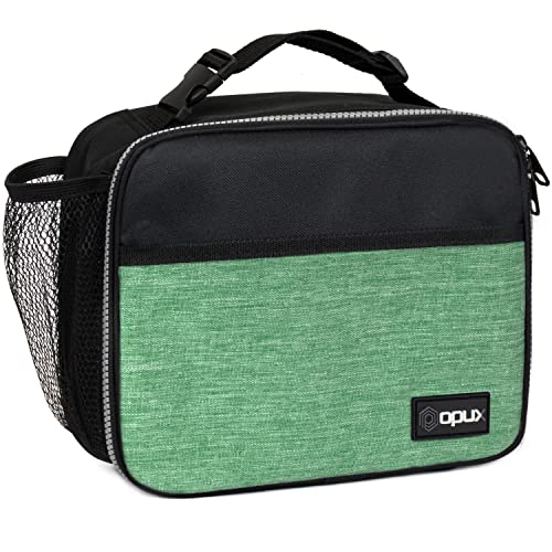 OPUX Insulated Lunch Bag, Soft Lunch Box for School Kids Boys Girls, Leakproof Small Lunch Pail for Adult Men Women, Reusable Compact Lunchbox Lunch Cooler Tote Bag for Office Work (Green)