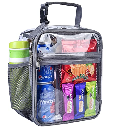 Clear Lunch Bag Lunch Box with Adjustable Strap and Front Storage  Compartment, Medium 