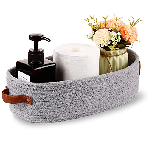 Oradrem Cotton Rope Small Woven Basket, Gray - Stylish and Practical Storage Solution for Your Bathroom