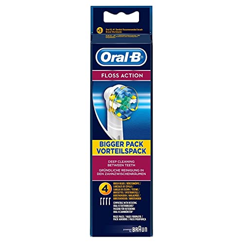 Oral B Floss Action Replacement Electric Toothbrush Head, Pack of 4
