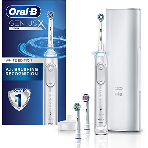 Oral-B GENIUS X Electric Toothbrush with 3 Replacement Brush Heads and Case, White