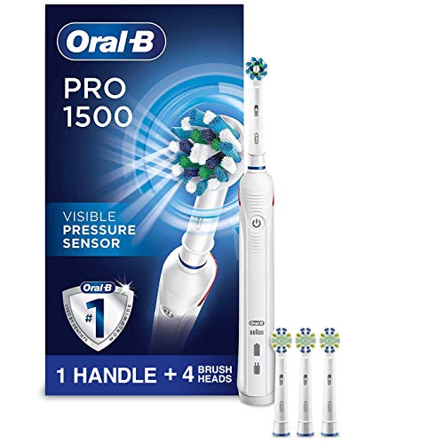 Oral-B Smart 1500 Power Rechargeable Electric Toothbrush with 3 FlossAction Replacement Brush Heads