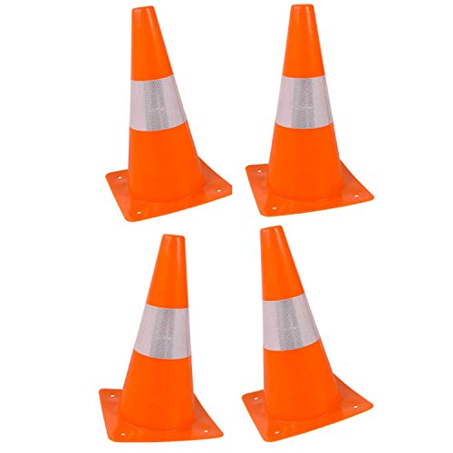 Orange Safety Cones with Reflective Strips - Set of 4