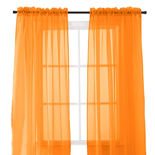 Orange Sheer Window Curtains