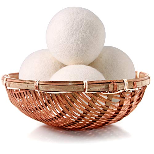 Organic Wool Dryer Balls 4 Pack - Natural Fabric Softener