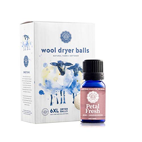 Organic Wool Dryer Balls: 6 XL Laundry Balls + Essential Oil Combo