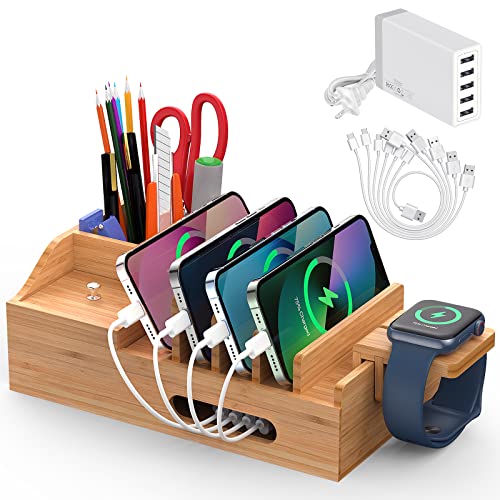 Organize and charge your devices with this bamboo station
