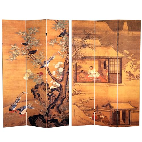Oriental Furniture 6 ft. Tall Double Sided Chinese Landscapes Canvas Room Divider