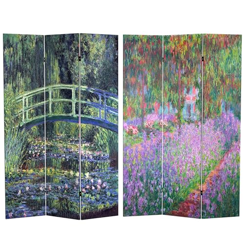Oriental Furniture Monet Canvas Room Divider - Water Lily/Garden