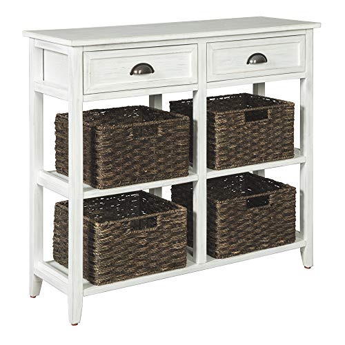 Oslember Farmhouse Accent Console Table with 4 Removable Baskets
