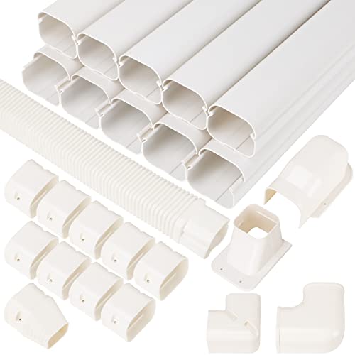 OSMOFUZE 3" 16.1 Ft AC Line Cover Kit, PVC Mini Split Line Set Cover for Air Conditioners and Heat Pump Systems Decorative Tubing Cover