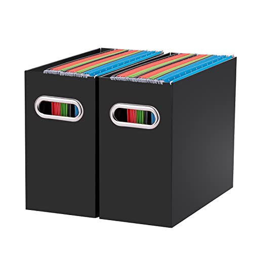 Oterri Collapsible Letter Size File Box, Black (2 Pack)