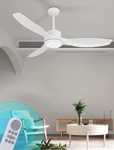 OUATER White Ceiling Fan - Outdoor Ceiling Fan with Light