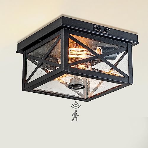 OUPAVOCS Black Outdoor Motion Sensor Ceiling Light