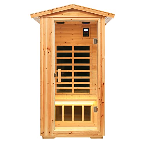 Outdoor 1 Person Sauna with Low EMF Infrared, Bluetooth, and Chromotherapy