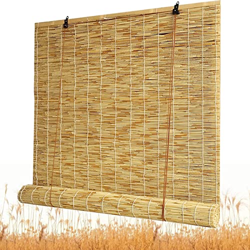 HYSOND Bamboo Roll-Up Blinds - Easy Install, 53×87in