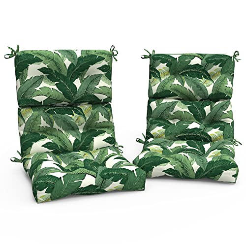 Outdoor Chair Cushions, Swaying Palms Green, 2 Pack