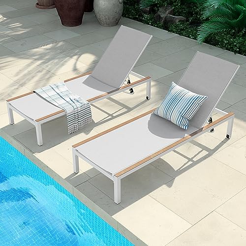 Outdoor Chaise Lounge Set With Woodgrain Texture 512ZLxrUA0L 