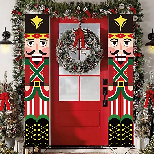 Outdoor Christmas Nutcracker Soldier Door Banner Set