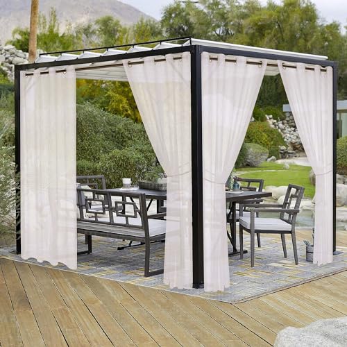 Outdoor Curtains for Patio - Waterproof Sheer Curtains for Pergola, Porch, Cabana and Gazebo
