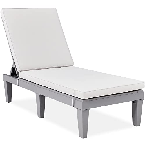 Outdoor Lounge Chair with Adjustable Backrest - Gray/White Sand