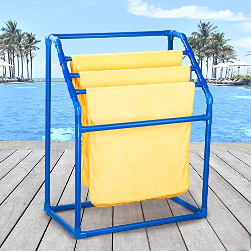 Outdoor Pool Towel Rack - 5 Bar Free Standing Holder for Poolside Storage