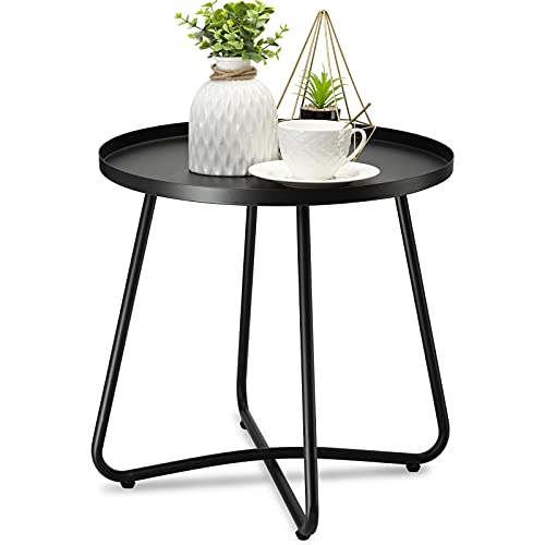 Outdoor Side Tables - Weather Resistant Steel - Small Round End Table