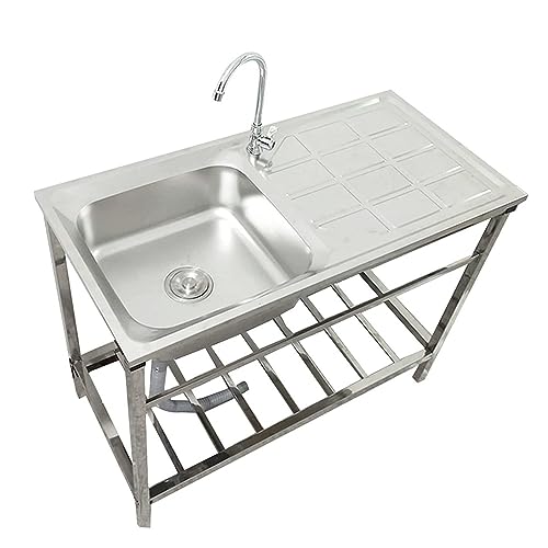 Outdoor Stainless Steel Sink with Storage Shelves